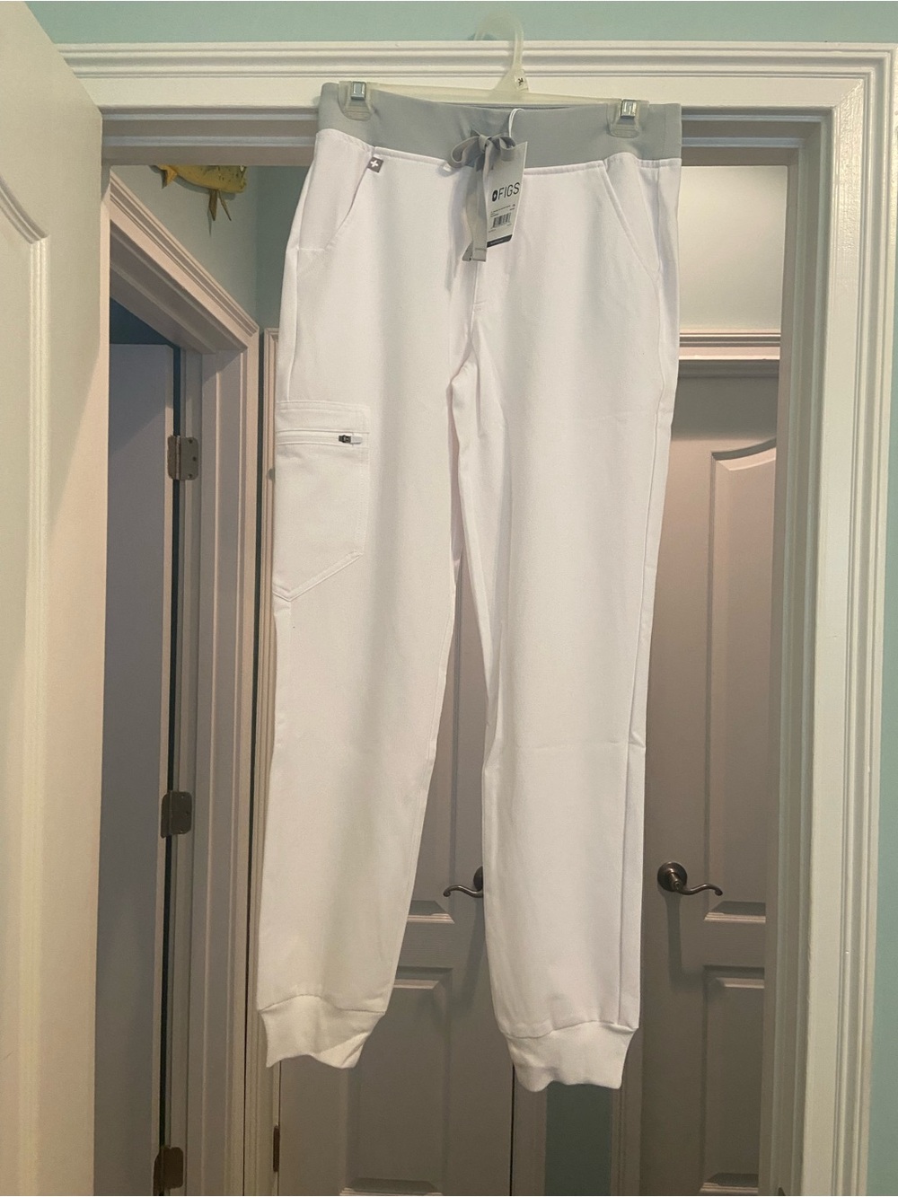 FIGS Women's Zamora Jogger Scrub Pant In Color Optic White - Picture 5 of 9